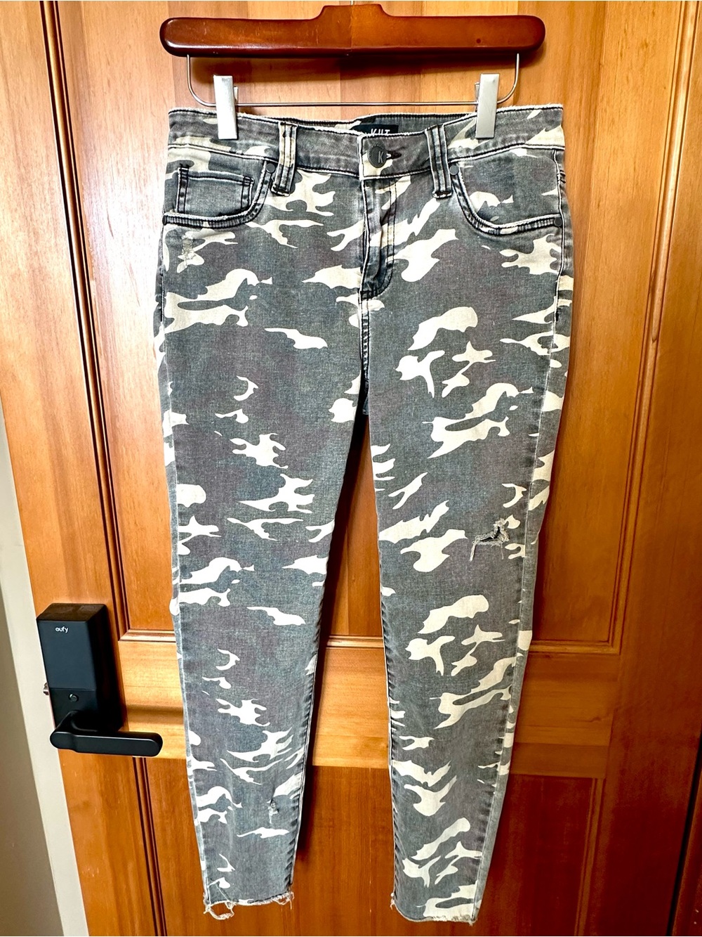 KUT from the Kloth Gray & Cream Camo Jeans